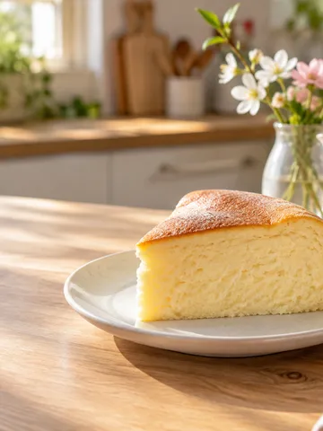 チーズケーキと紅茶が並ぶ昼の台所