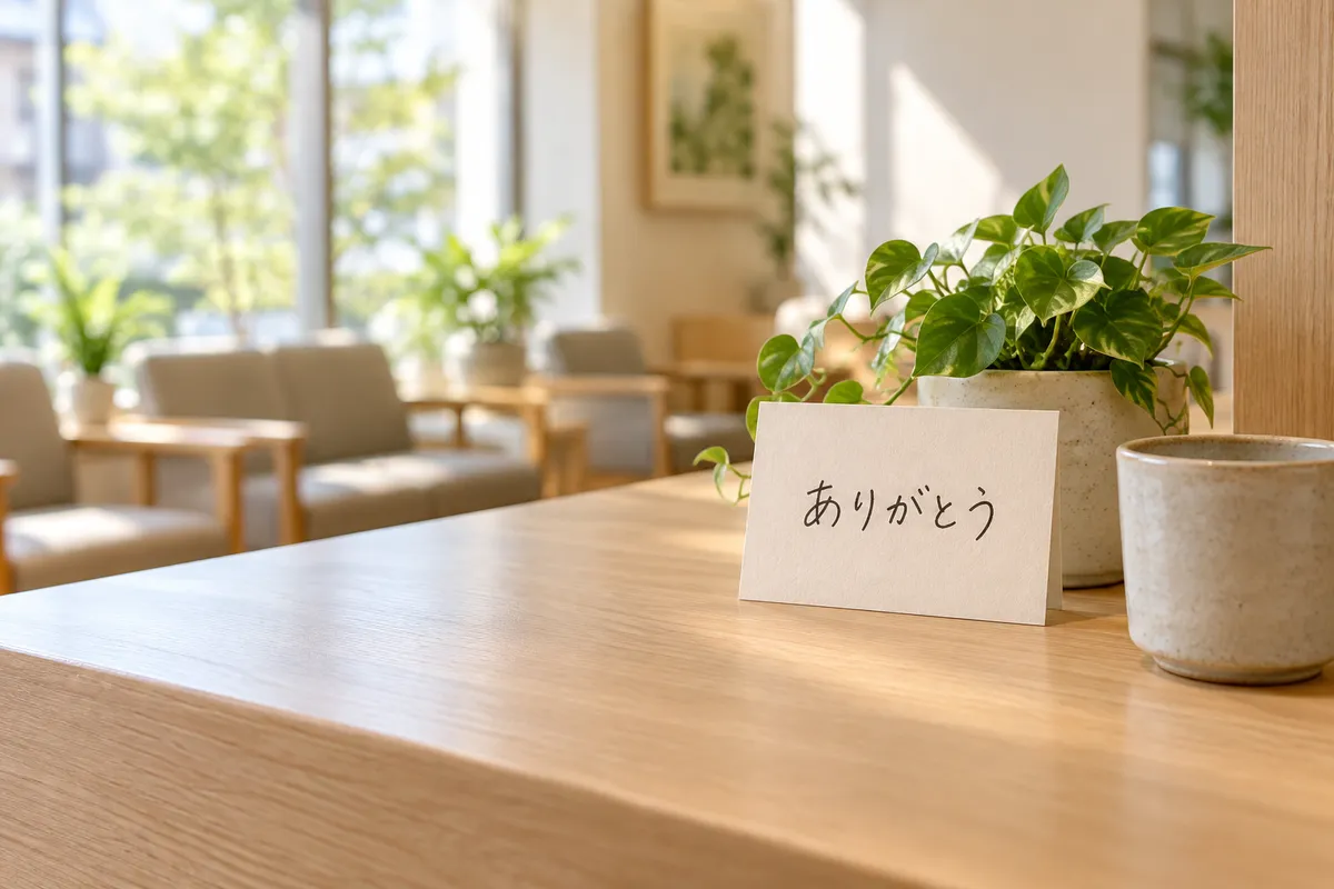 診療所の受付に置かれた「ありがとう」のカード