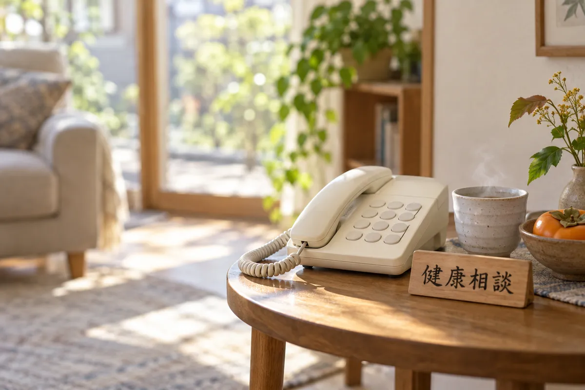 電話と白湯と「健康相談」の木札