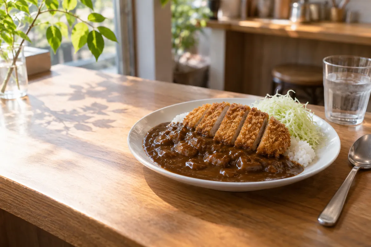 カウンターに置かれたカツカレーの一皿