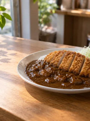 カウンターに置かれたカツカレーの一皿