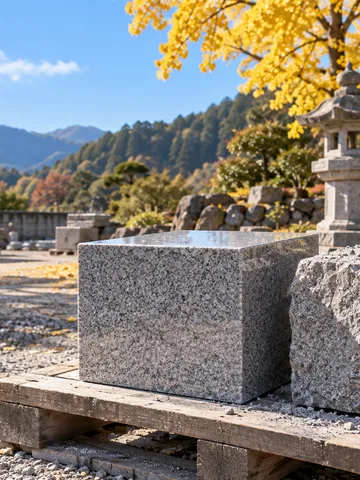 作業場に並ぶ磨いた石と粗く仕上げた石