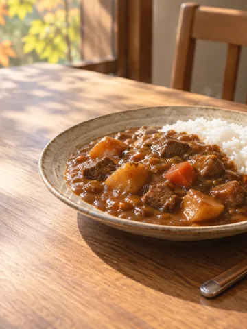 10円玉を添えた洋食店のカレーライス