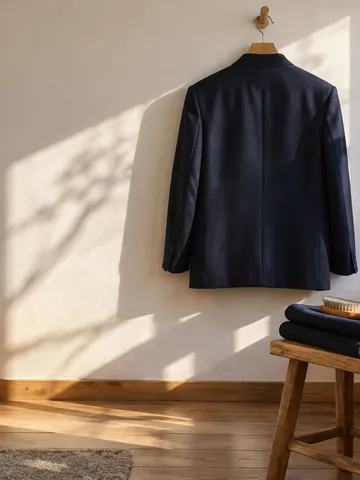 日なたの部屋に掛かる学生服と洋服ブラシ
