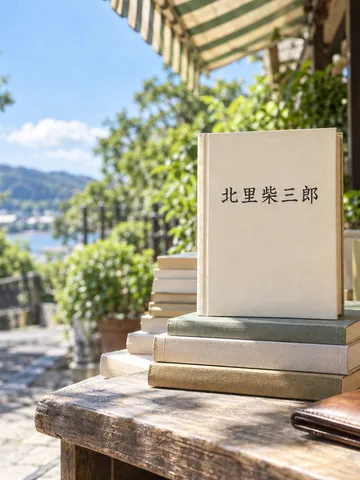 夏の古書店の店先に置かれた「北里柴三郎」の本