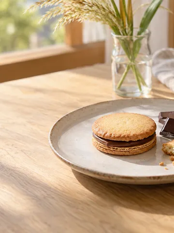 皿にのったクッキーとチョコレートの焼き菓子