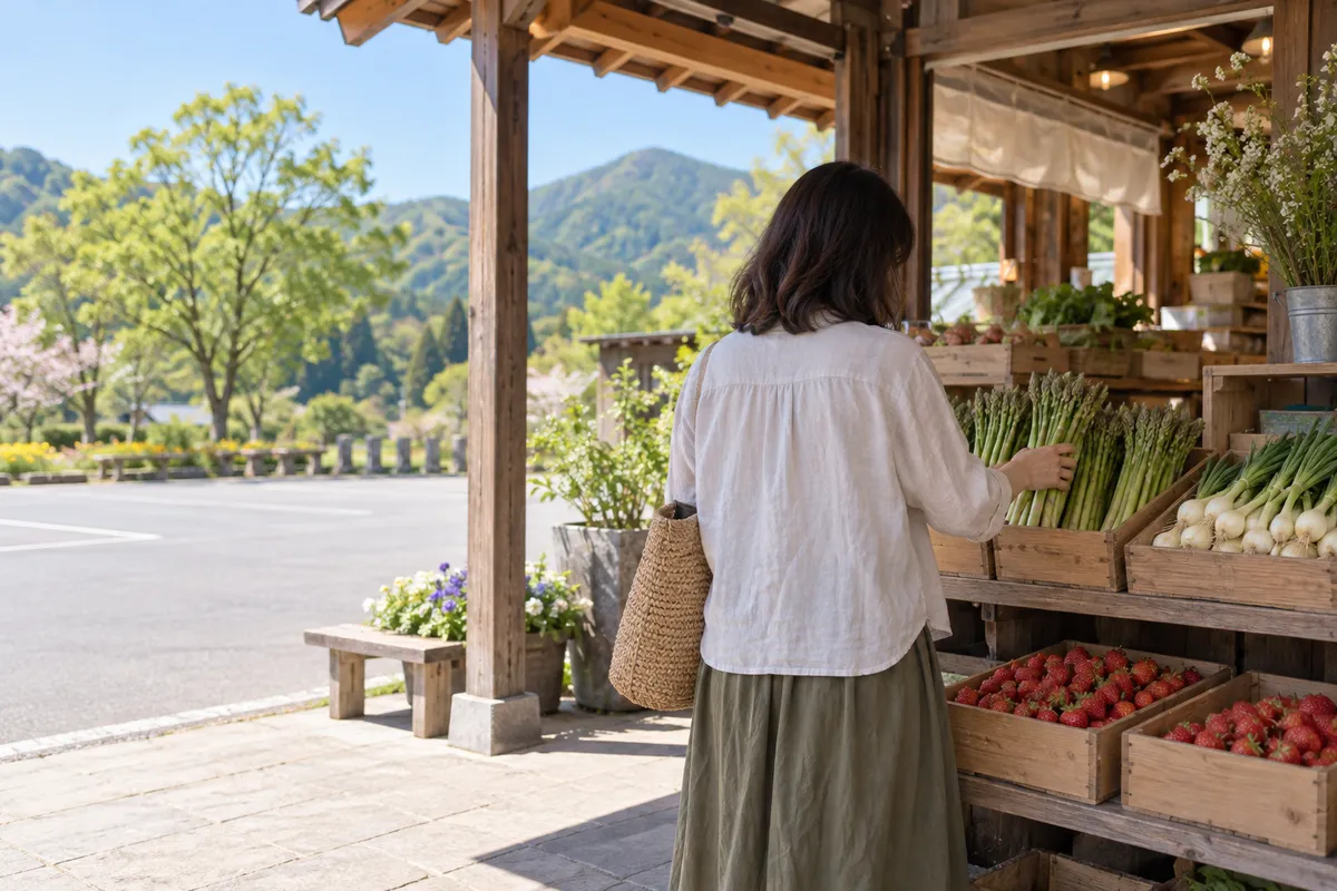 道の駅の売り場に並ぶ春野菜