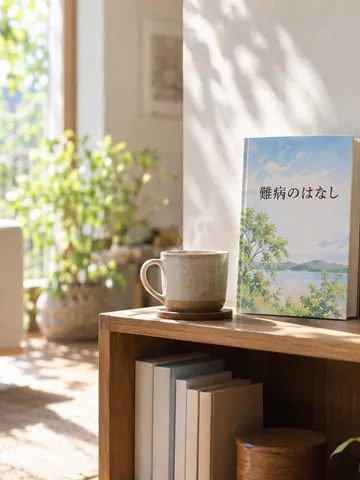「難病のはなし」と書かれた本とお茶