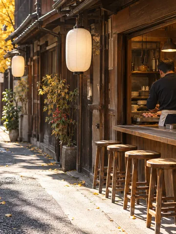 昼の日差しが差す思い出横丁のような細い路地