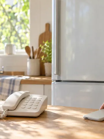 冷蔵庫に貼られた「困ったら188」のメモと電話