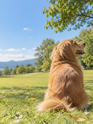 夏の公園で犬におやつを手渡す手元